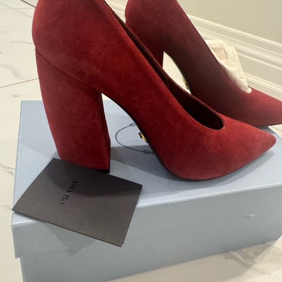 Prada Women's Bold Red Block Heels - Picture 11 of 12